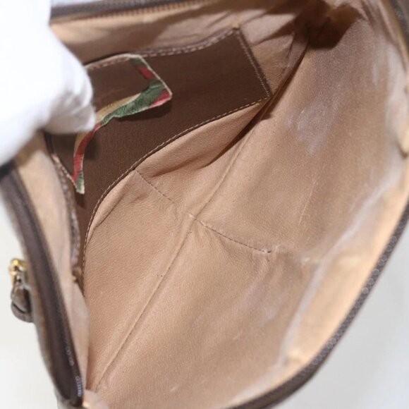 GUCCI GG Supreme Web Sherry Line Bag PVC Beige Gold 904 02 047 Auth 157639 - Picture 10 of 16